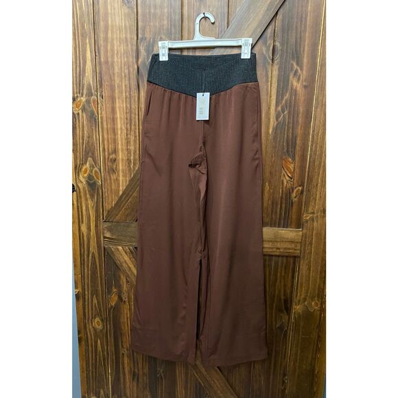 WeWoreWhat Brown Twill Wide Leg Low Rise Pants Trousers Womens Sz S 33” Inseam - Picture 1 of 8